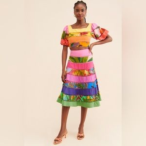 Rainbow mixed tiered skirt NWT